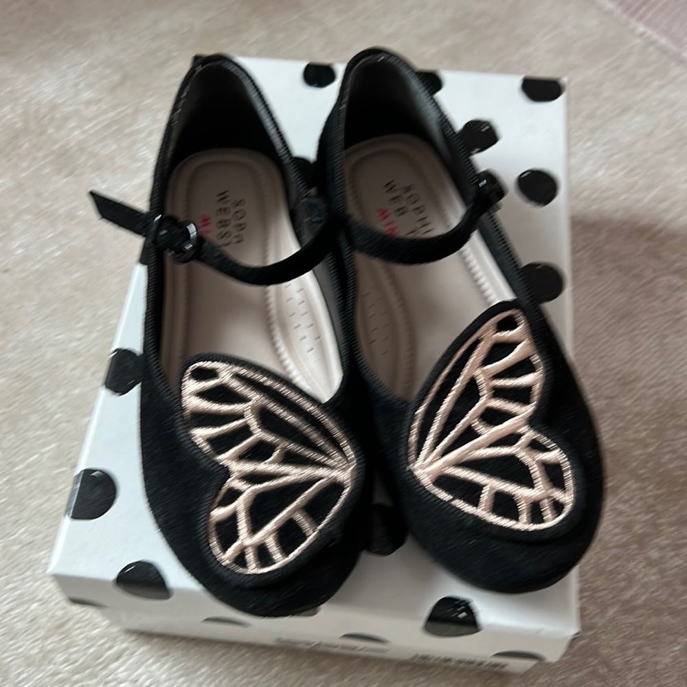 Sophia Webster mini butterfly girls black suede shoes 31